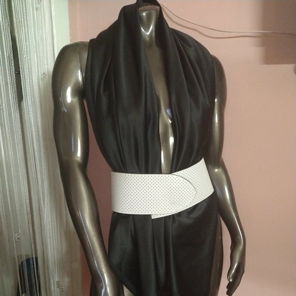 NEW Authentic Yves Saint Laurent White Leather Coat Belt main image 4